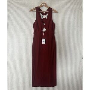 Free People: All The Right Angles Keyhole Sleeveless Midi Dress Red Sz S NWT$148